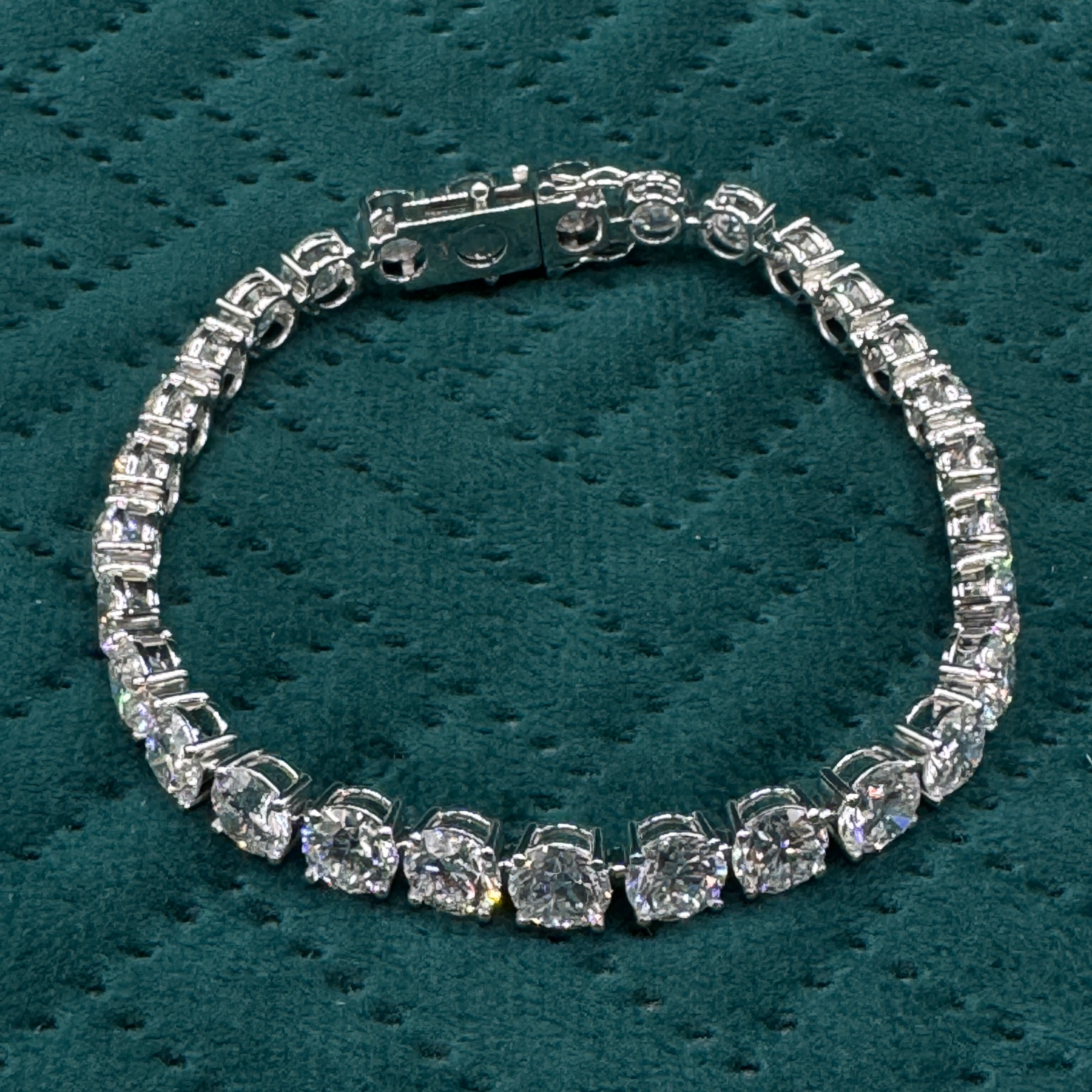 Luxury 27.08 CT Round Diamond Tennis Bracelet in 14K White Gold for Women view 3