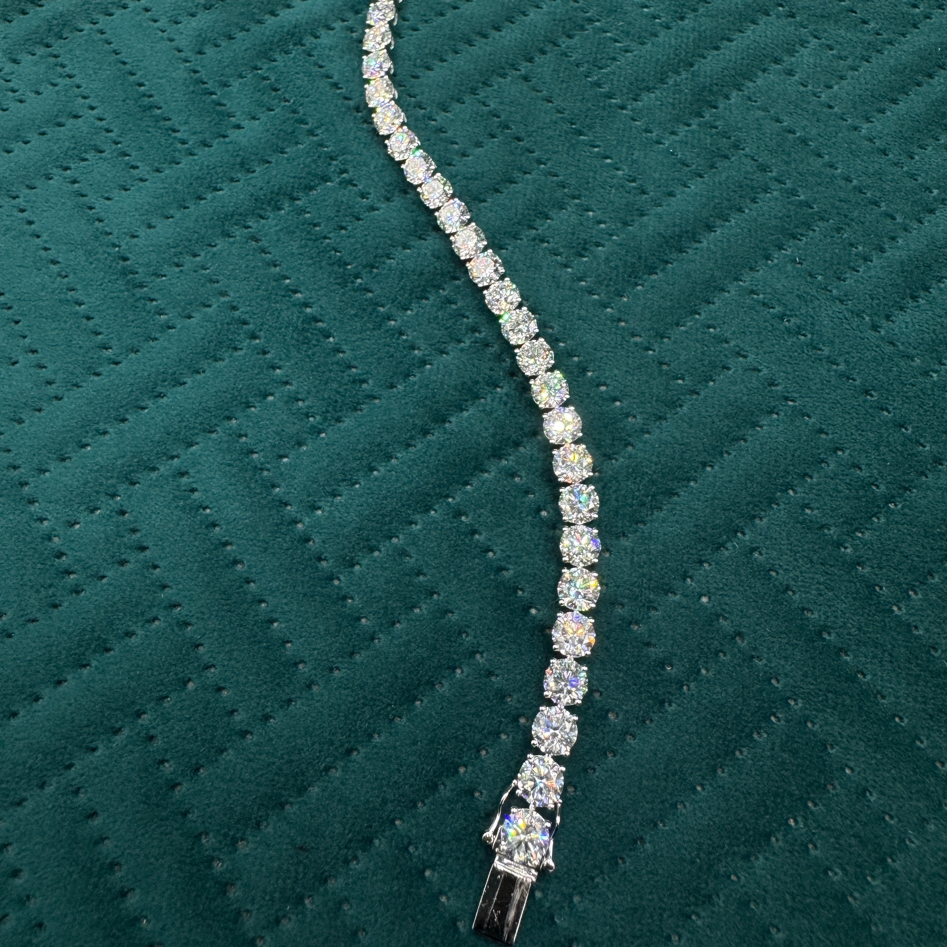 Luxury 27.08 CT Round Diamond Tennis Bracelet in 14K White Gold for Women view 8