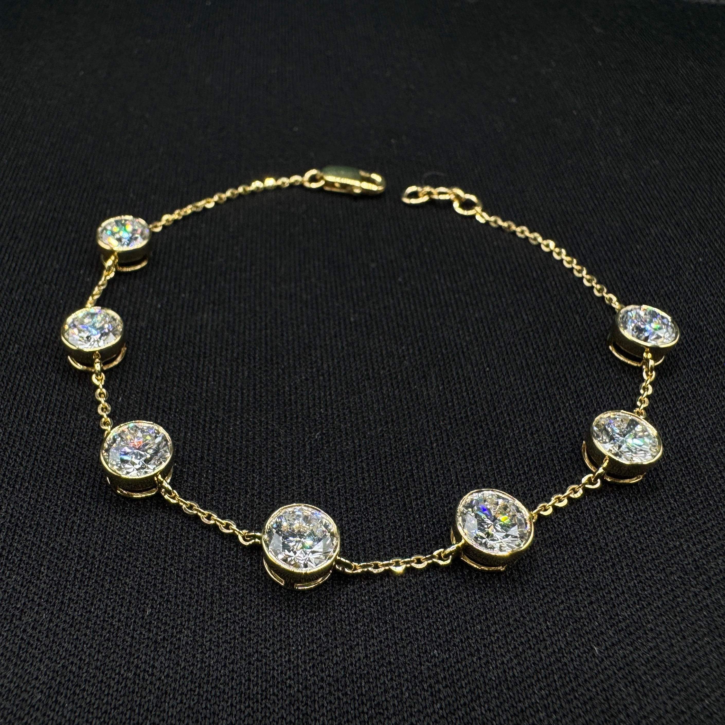 Luxury 5.37 CT Round Diamond Bracelet in 14K Yellow Gold for Women view 4