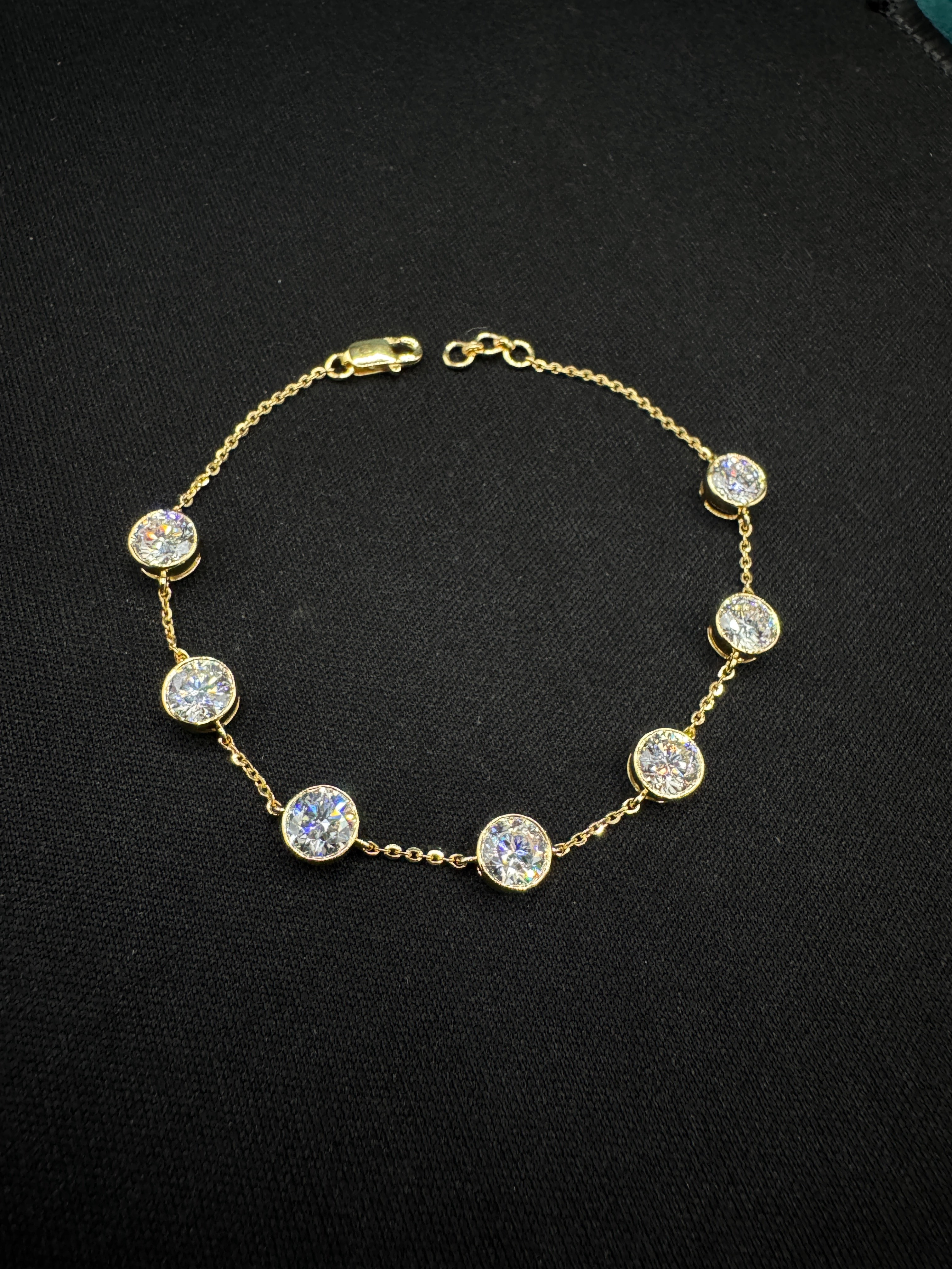 Luxury 5.37 CT Round Diamond Bracelet in 14K Yellow Gold for Women view 6