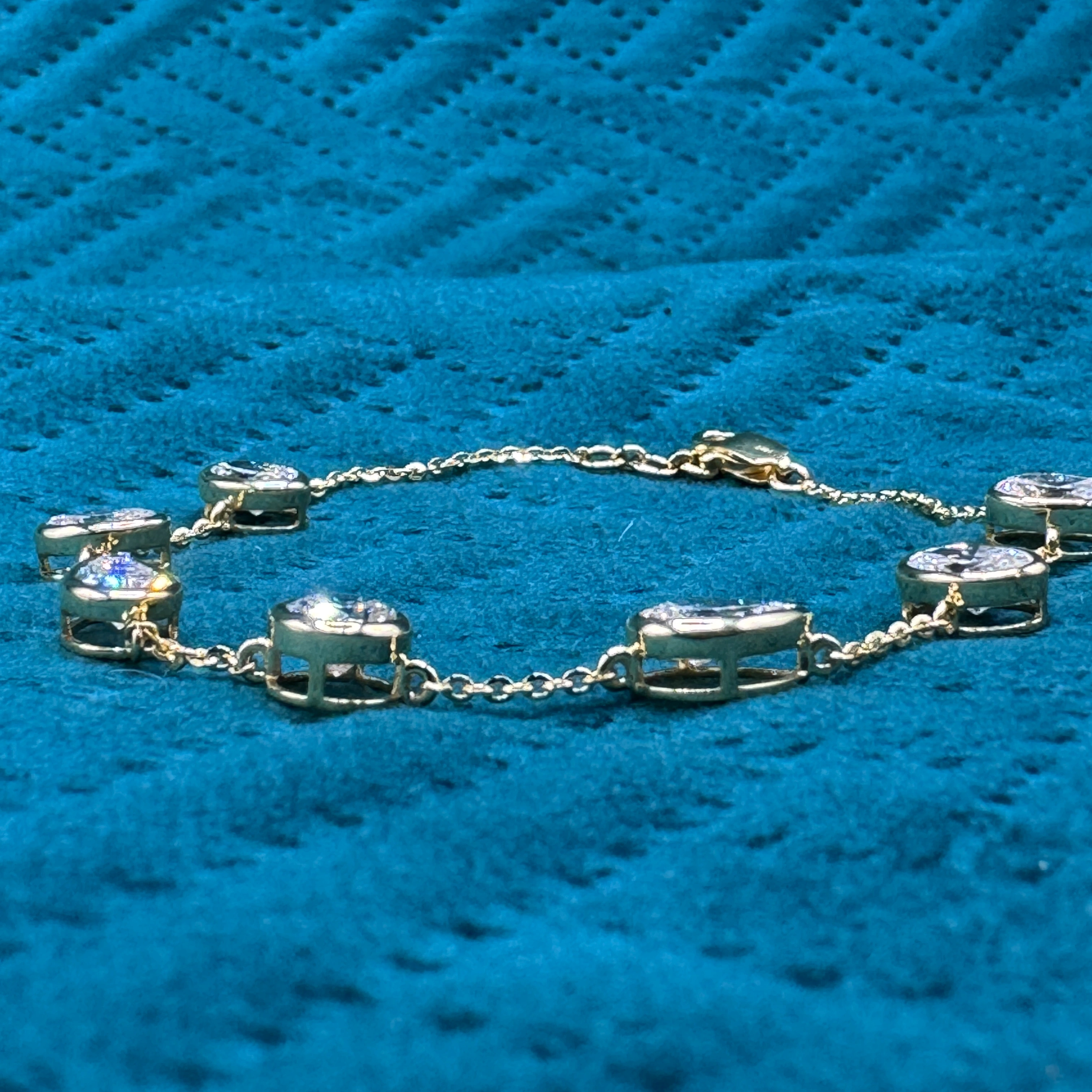Luxury 6.18 CT Oval, Pear & Round Diamond Bracelet in 14K Yellow Gold for Women view 5