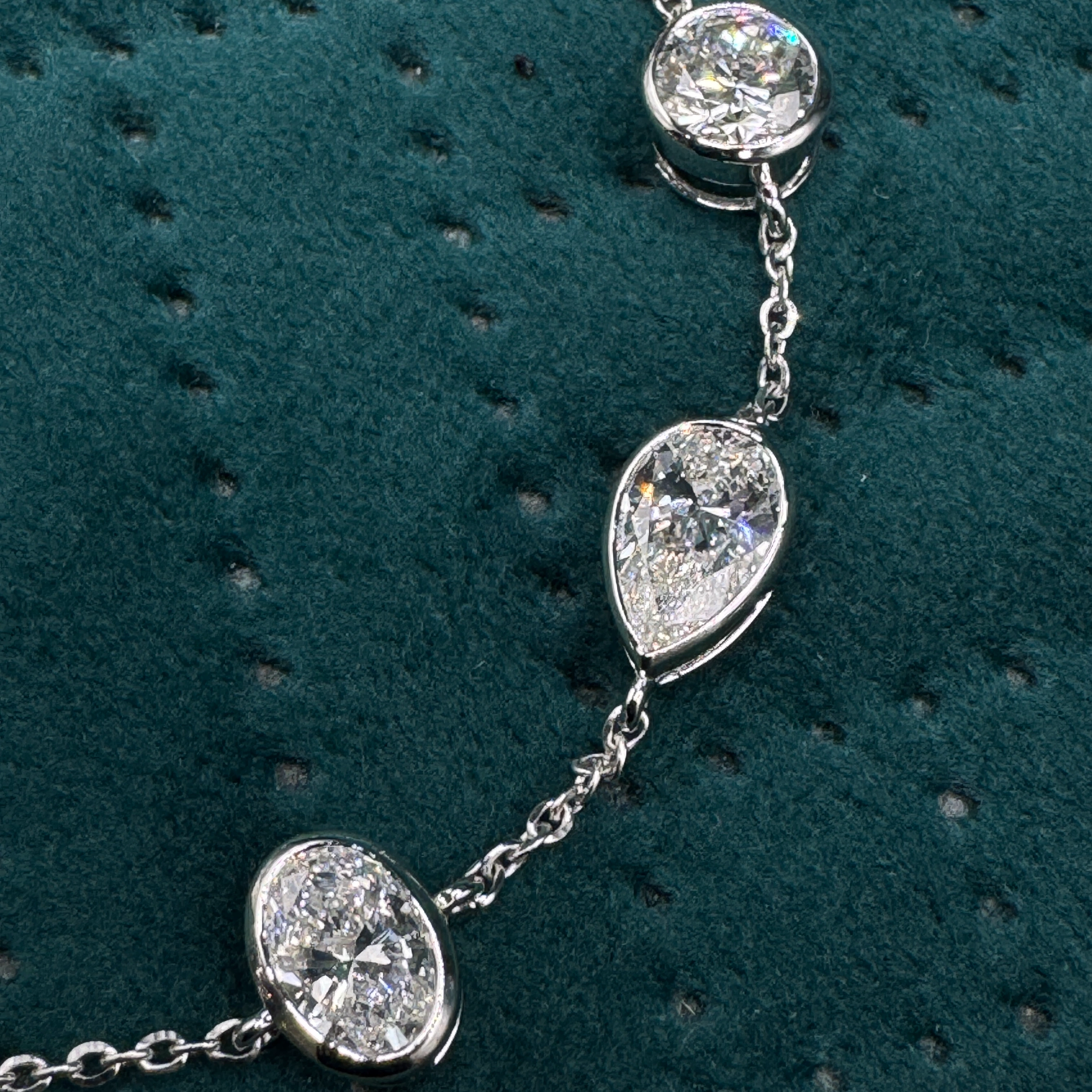 Luxury 6.23 CT Oval, Pear & Round Diamond Bracelet in 14K White Gold for Women view 4