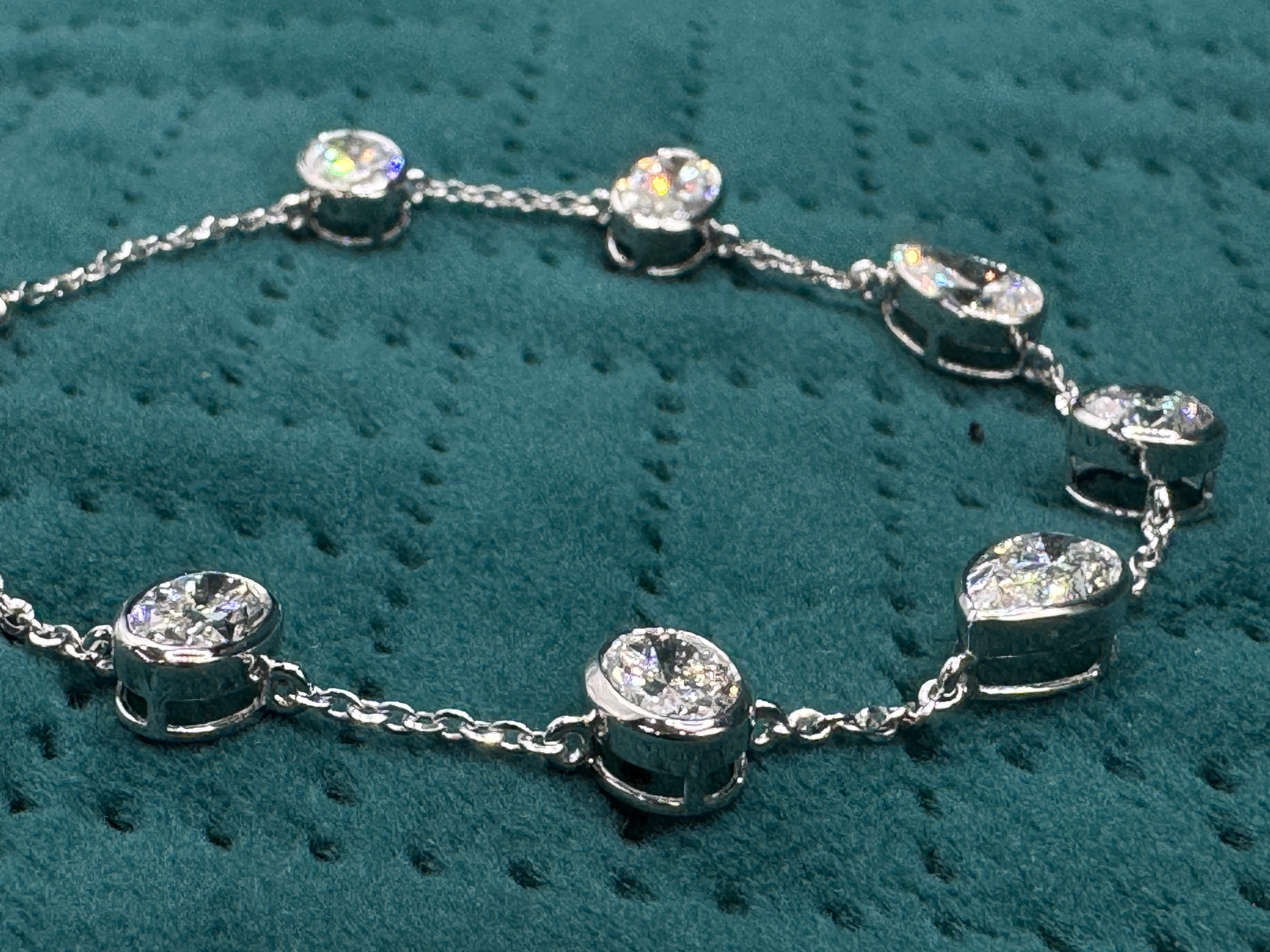 Luxury 6.23 CT Oval, Pear & Round Diamond Bracelet in 14K White Gold for Women view 5