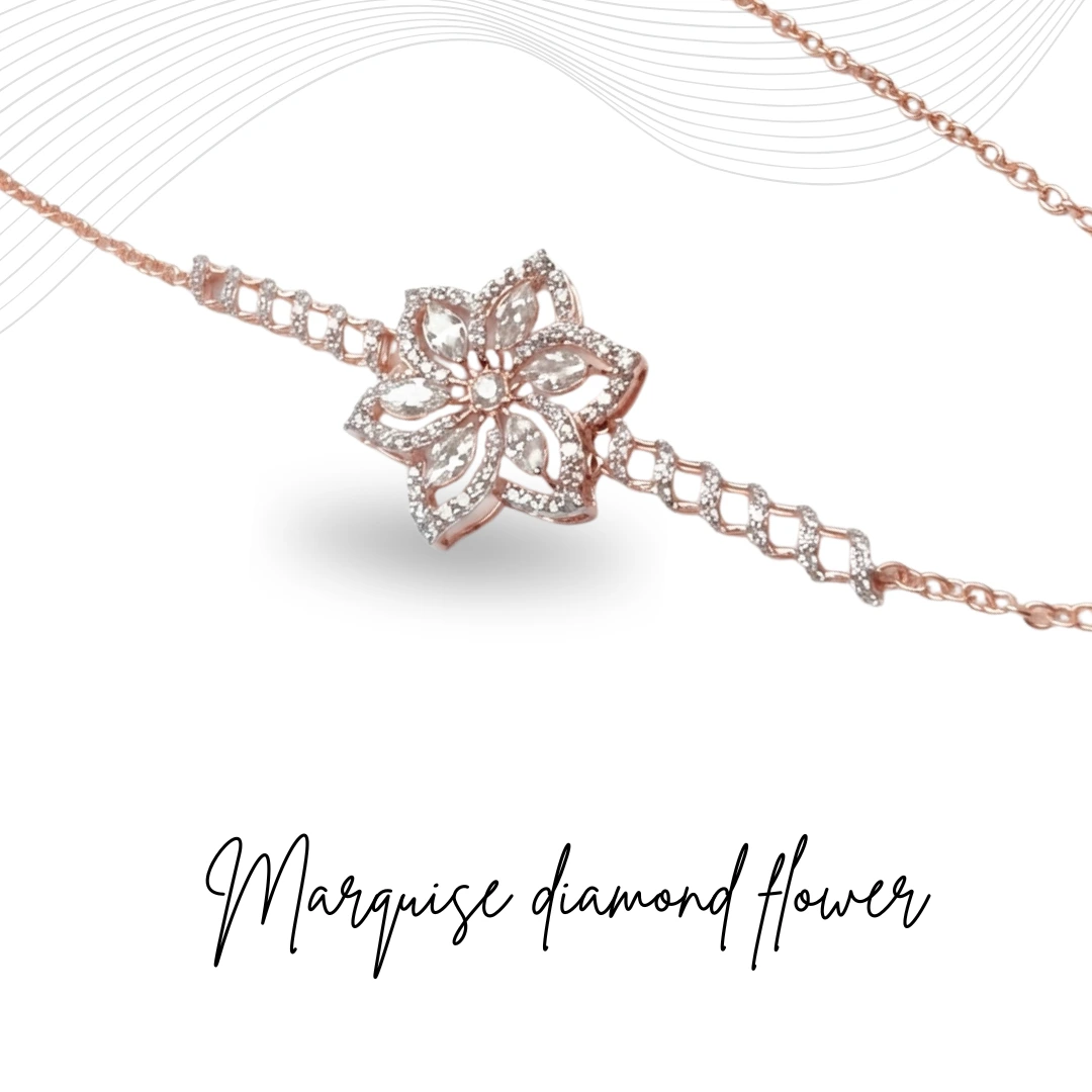 Marquise & Round Diamond Necklace in Rose Gold | Lab Grown Diamonds