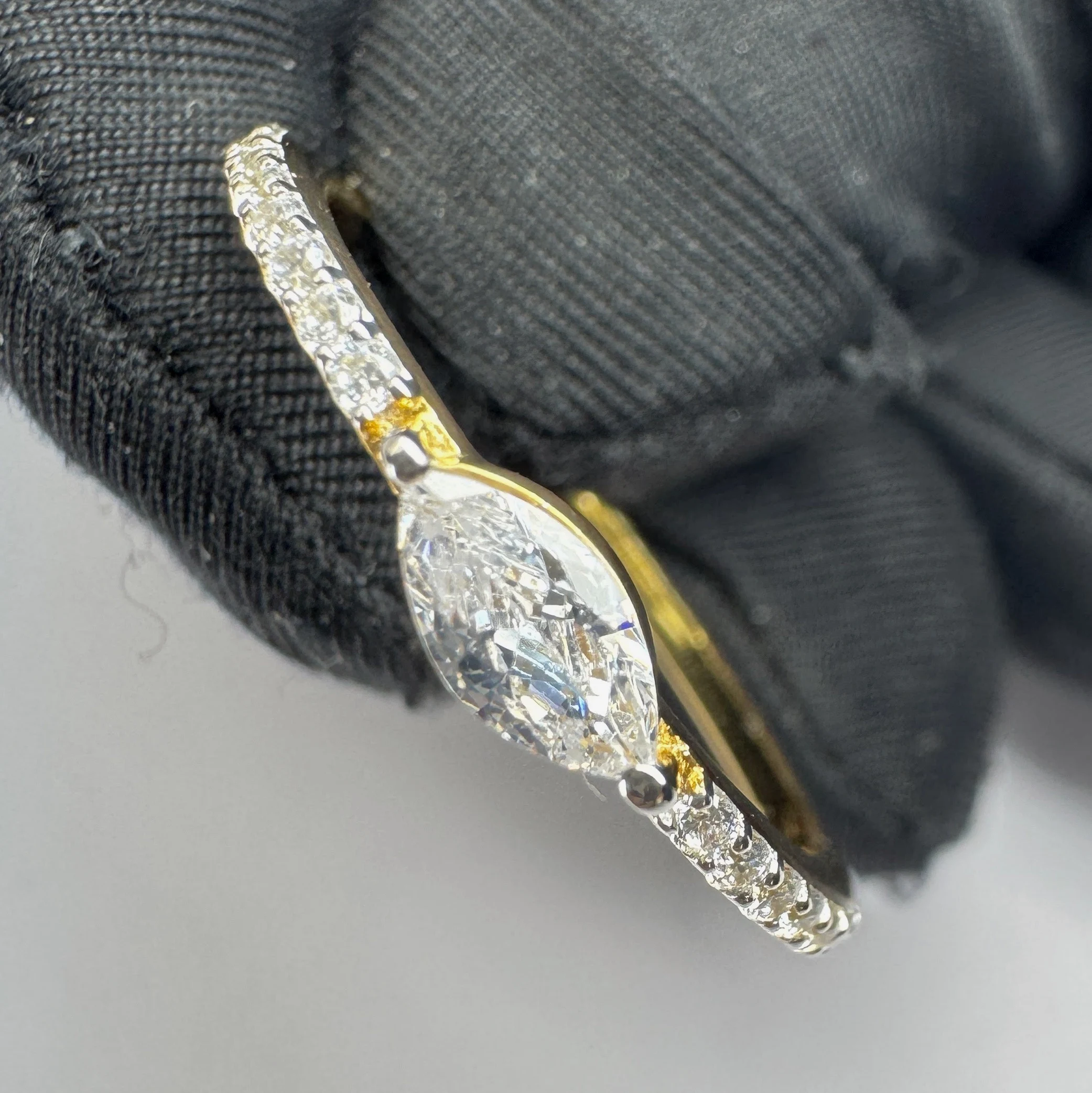 Marquise & Round Diamond Ring in Yellow Gold | Lab Grown Diamonds view 6