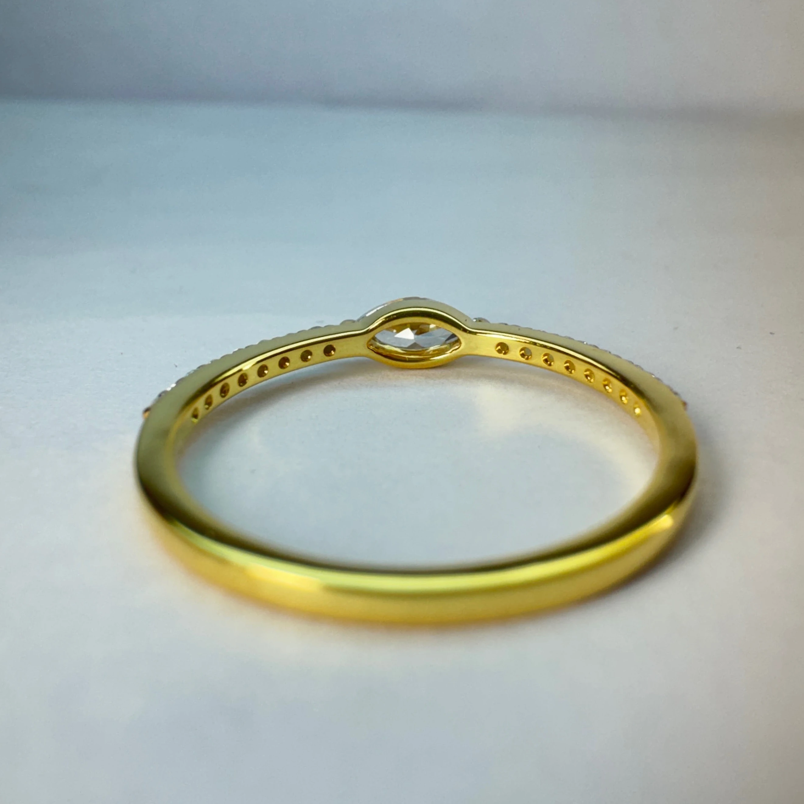 Marquise & Round Diamond Ring in Yellow Gold | Lab Grown Diamonds view 4