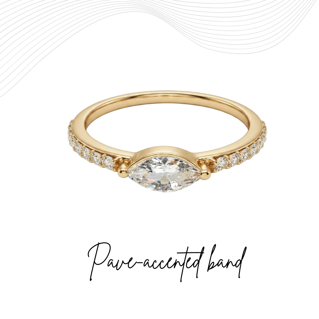 Marquise & Round Diamond Ring in Yellow Gold | Lab Grown Diamonds