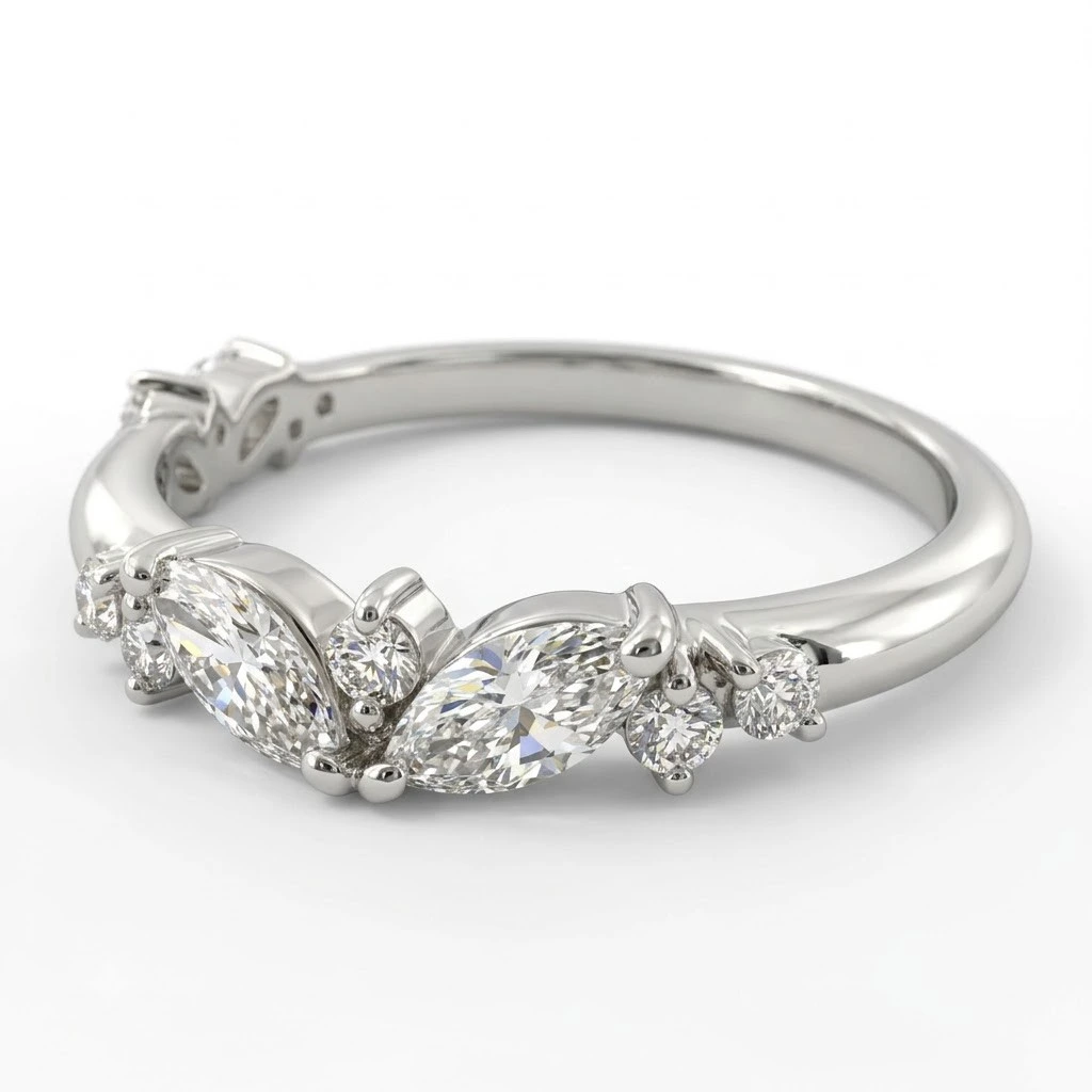 Marquise & Round Lab Grown Diamond Ring | PT950 Platinum | IGI Certified view 3