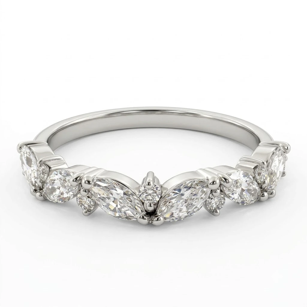 Marquise & Round Lab Grown Diamond Ring | White Gold | IGI Certified
