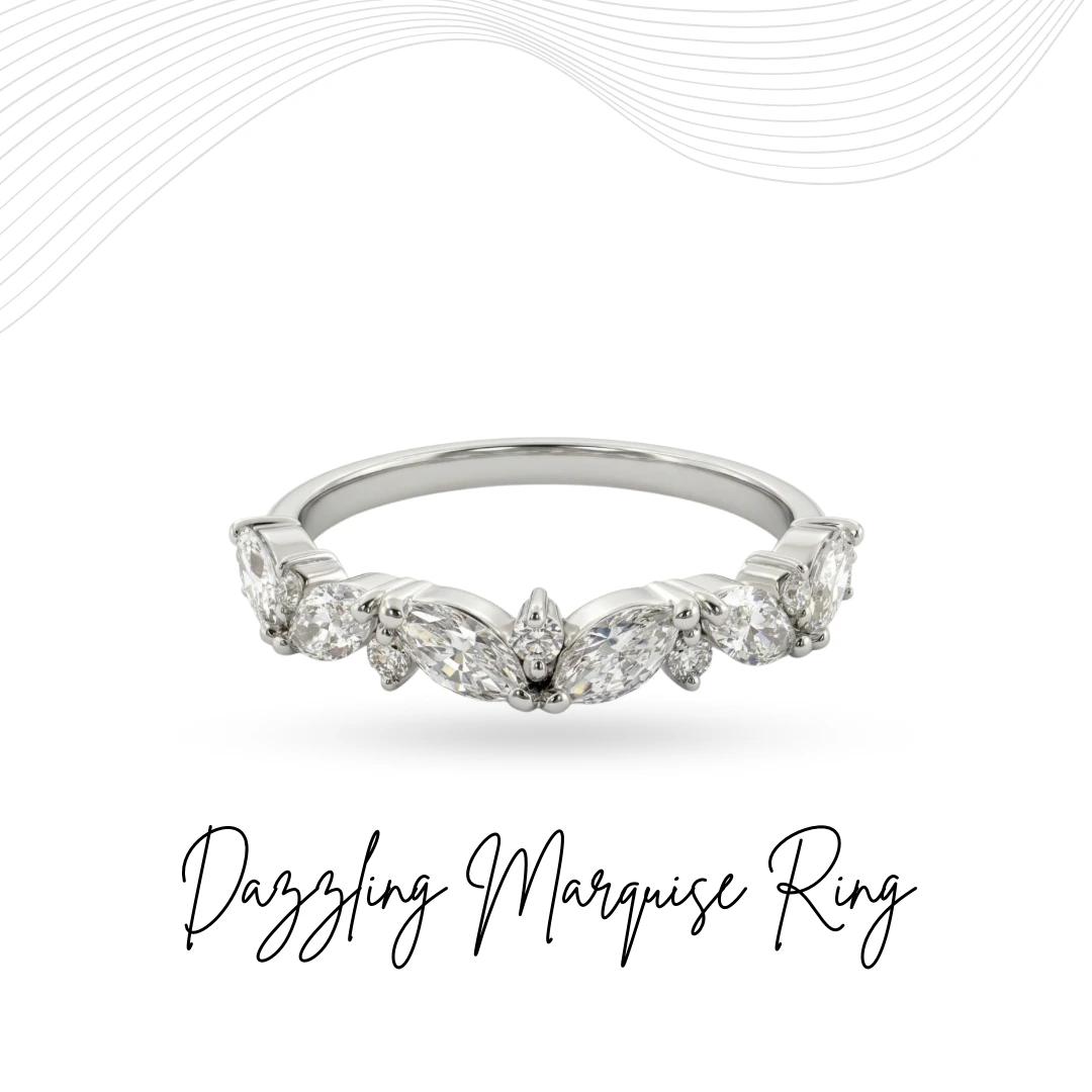 Marquise & Round Lab Grown Diamond Ring | White Gold | IGI Certified