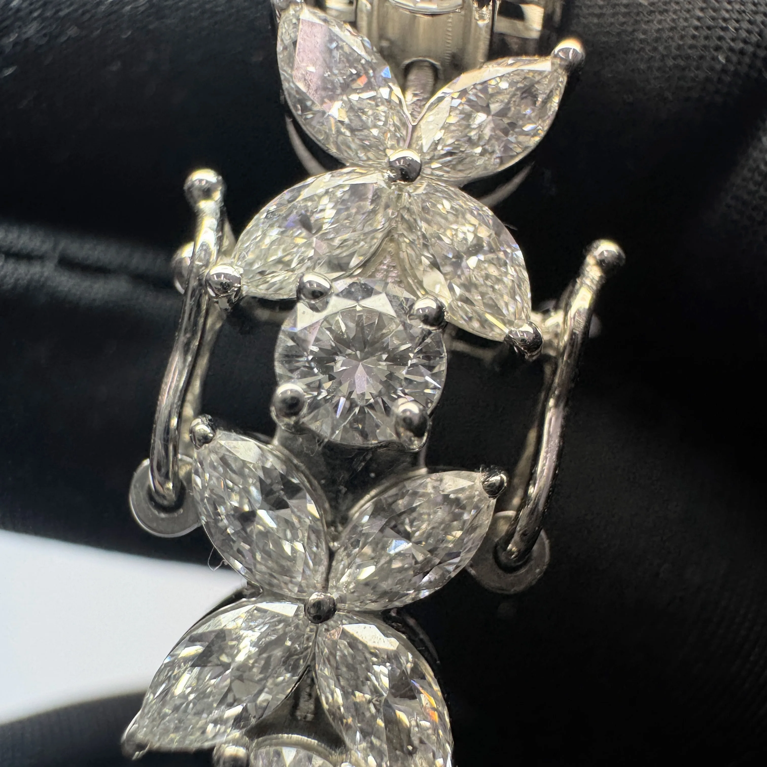 Marquise Diamond Bracelet with Round Diamonds | White Gold view 5