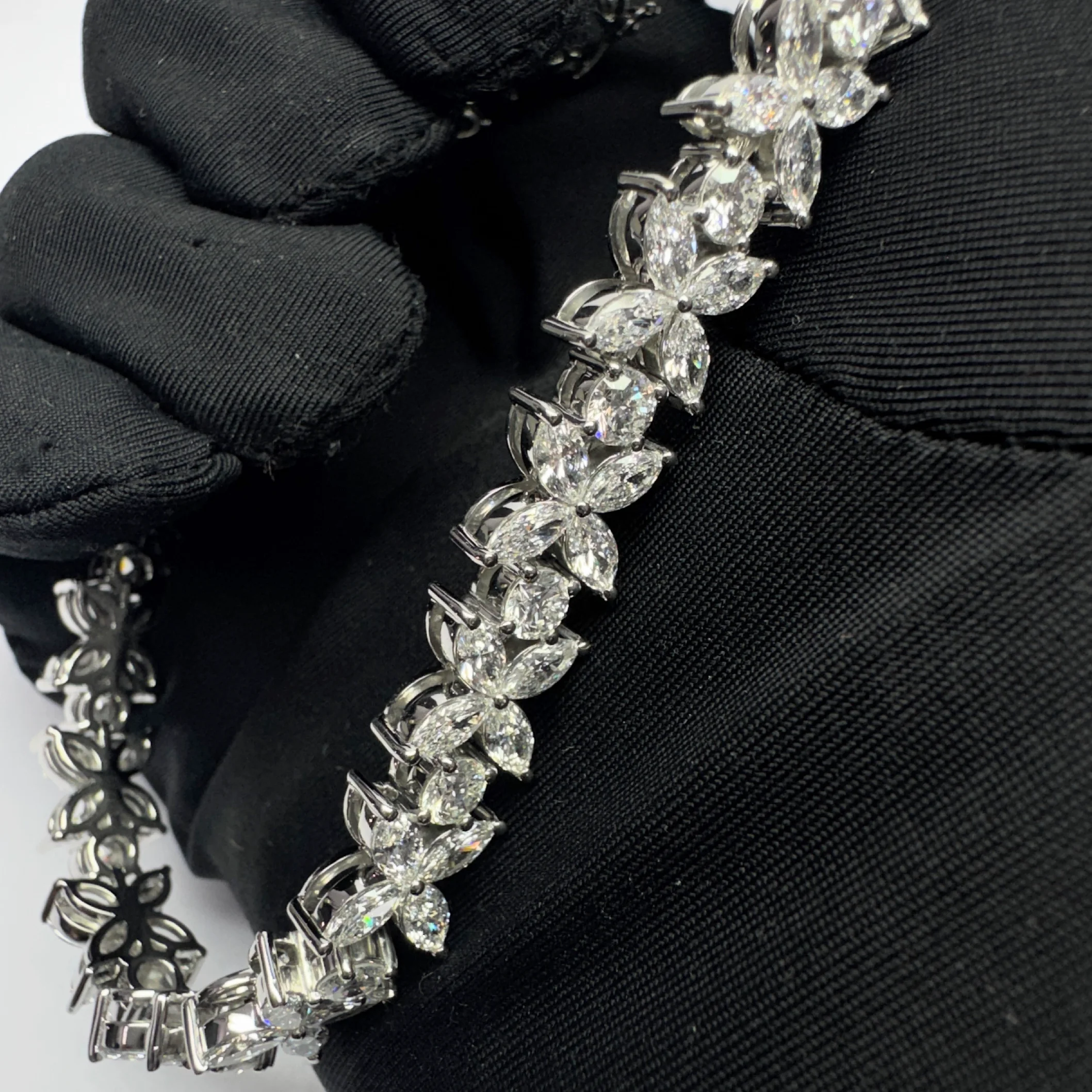Marquise Diamond Bracelet with Round Diamonds | White Gold view 7