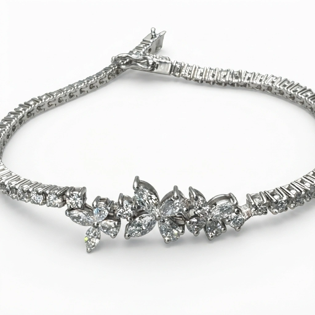 Marquise, Pear & Round Diamond Bracelet | Luxury PT950 Platinum Jewelry view 3