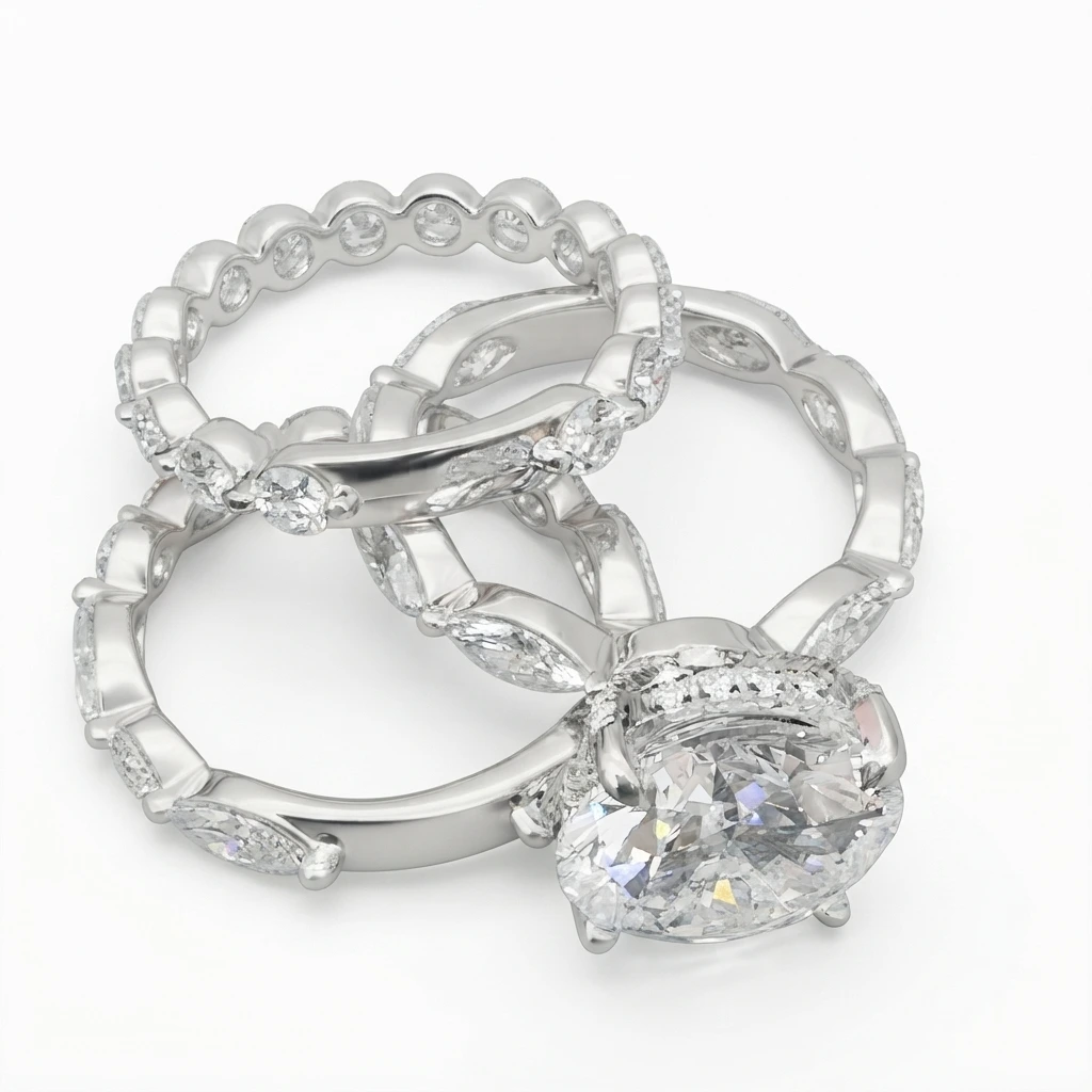 Marquise Shape & Round Lab Grown Diamond Ring view 4