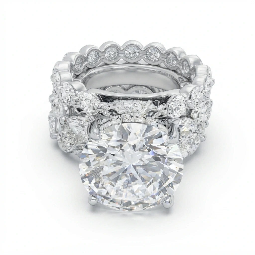 Marquise Shape & Round Lab Grown Diamond Ring view 5