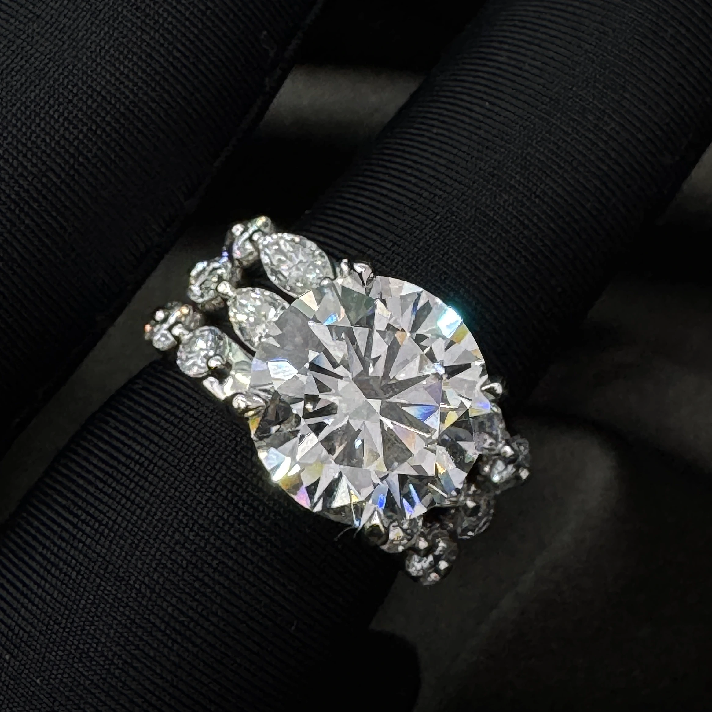 Marquise Shape & Round Lab Grown Diamond Ring view 8