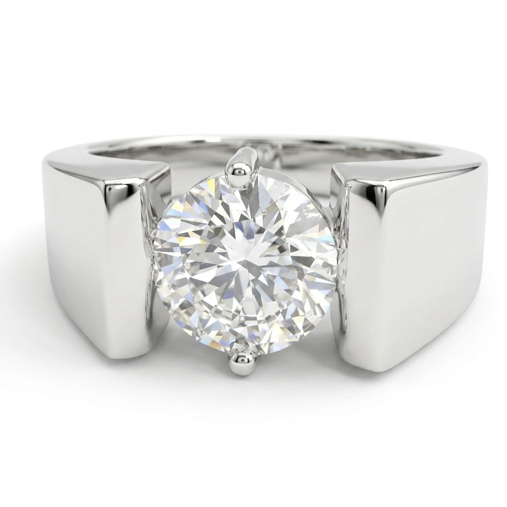 Men PT950 Platinum Round Diamond Wedding & Engagement Ring view 3