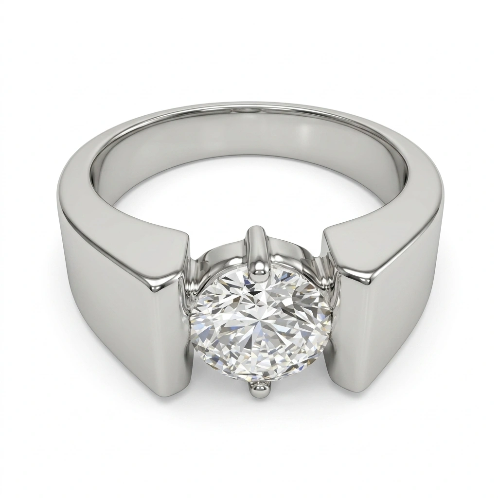 Men PT950 Platinum Round Diamond Wedding & Engagement Ring view 6