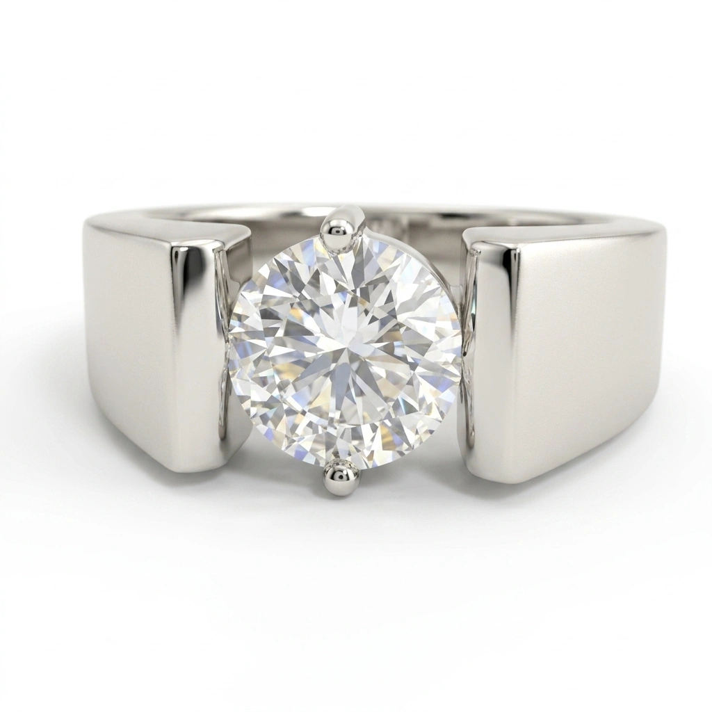 Men PT950 Platinum Round Diamond Wedding & Engagement Ring view 7