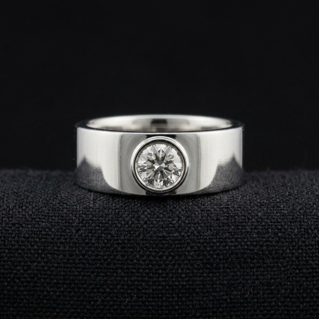 Modern Bezel Set Diamond Ring in PT950 Platinum