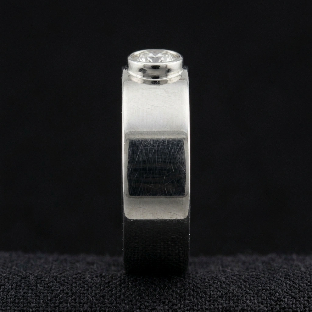 Modern Bezel Set Diamond Ring in PT950 Platinum view 3