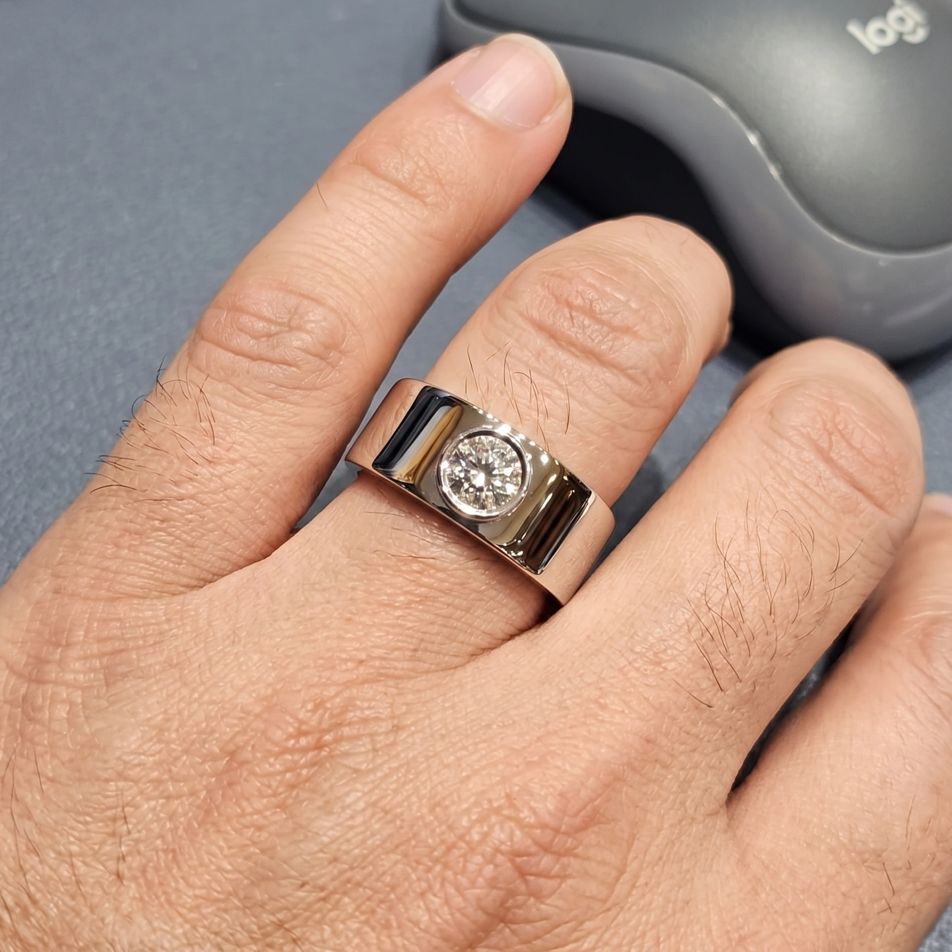 Modern Bezel Set Diamond Ring in PT950 Platinum view 5
