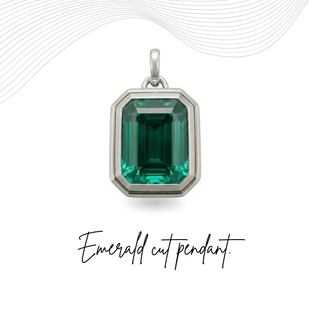 Natural Emerald Pendant in PT950 Platinum | Emerald Cut Solitaire Pendant