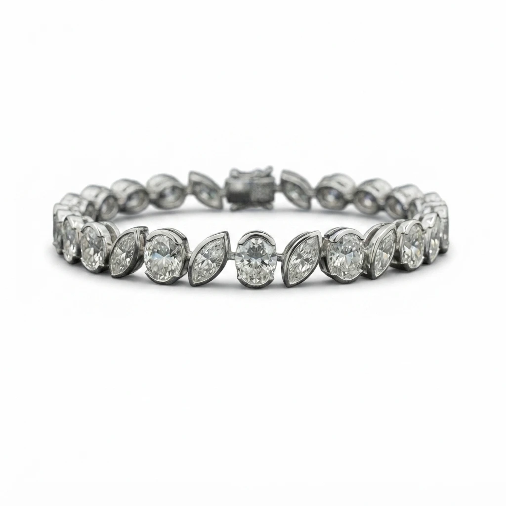 Oval & Marquise Diamond Bracelet | Lab Grown & IGI Certified view 3