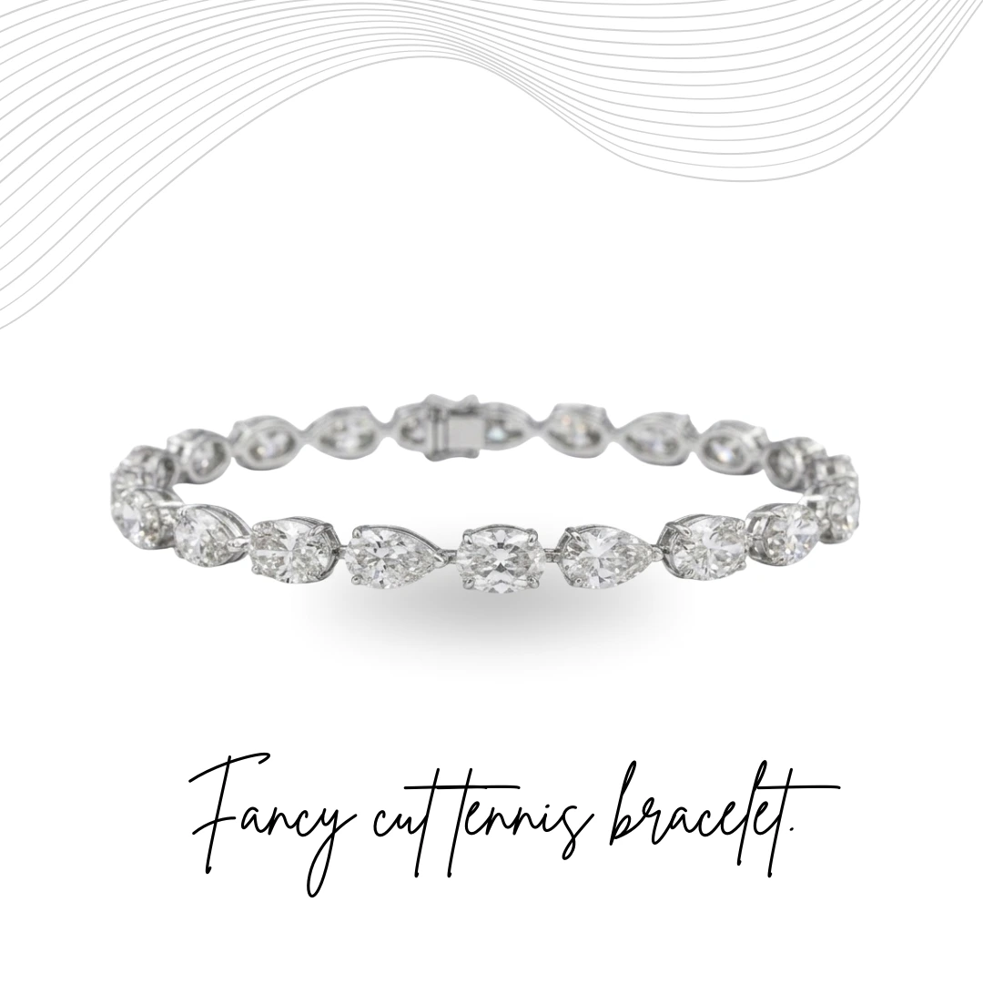 Oval & Pear Diamond Tennis Bracelet in Platinum 950 | 7 Inch Luxury Band