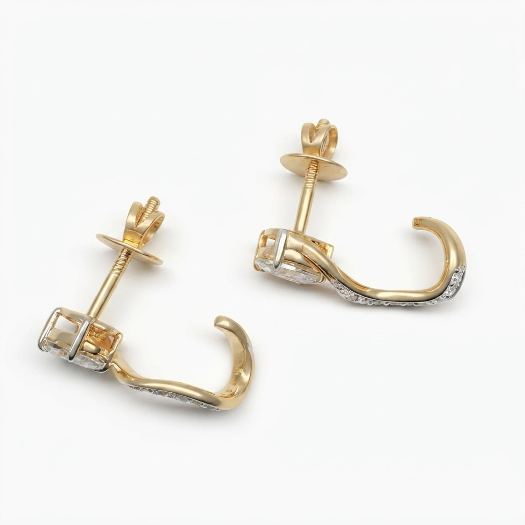 Oval & Round Diamond Earrings in Yellow Gold | Lab Grown Diamonds view 5