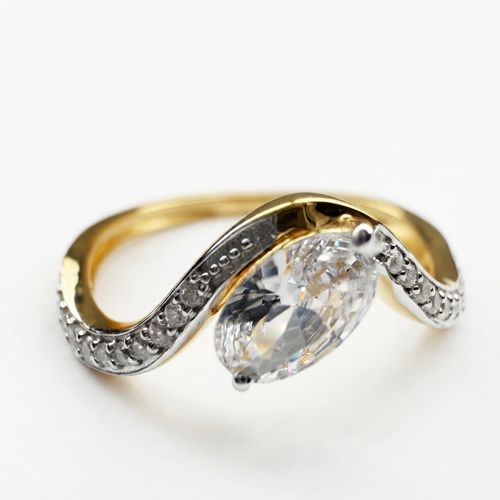 Oval & Round Diamond Ring in Yellow Gold | Lab Grown Diamonds view 4