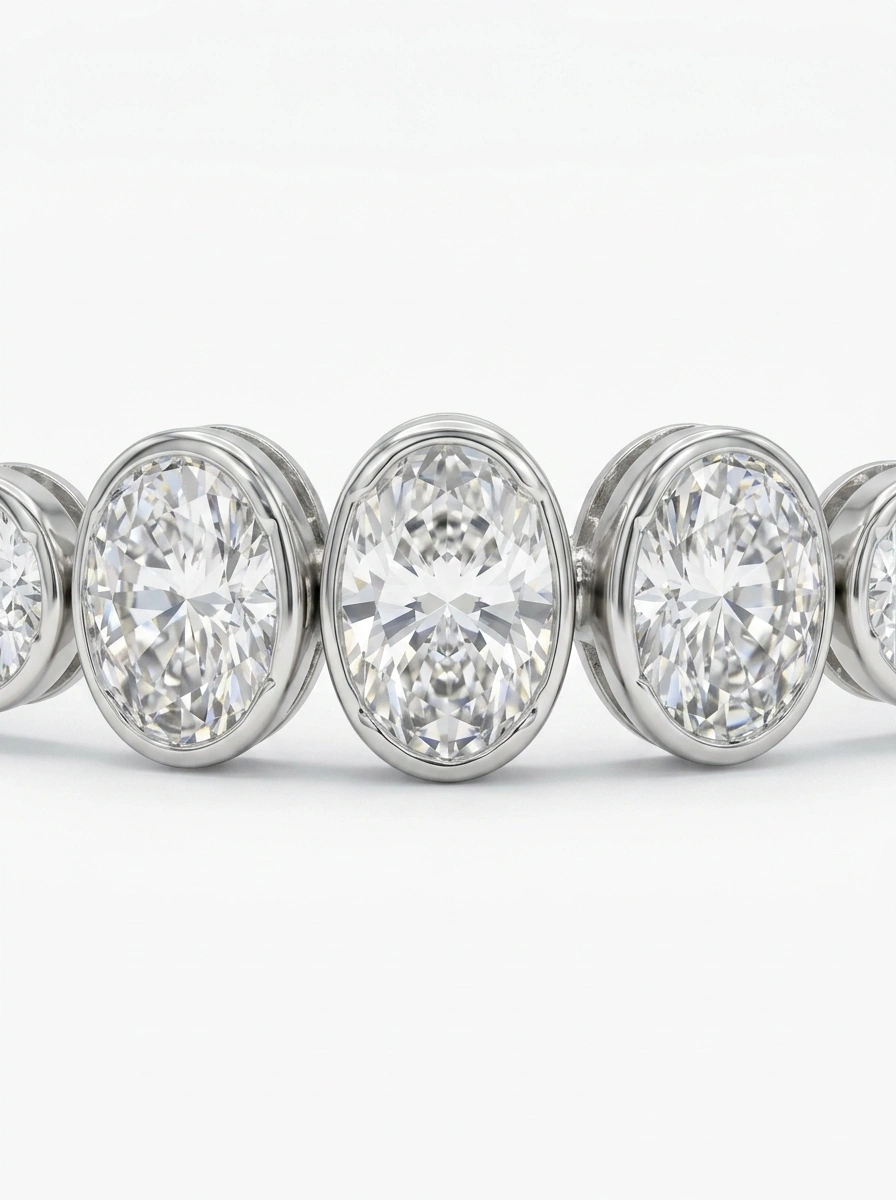 Oval & Round Diamond Tennis Bracelet in PT950 Platinum | 7 Inch | IGI Certified view 4