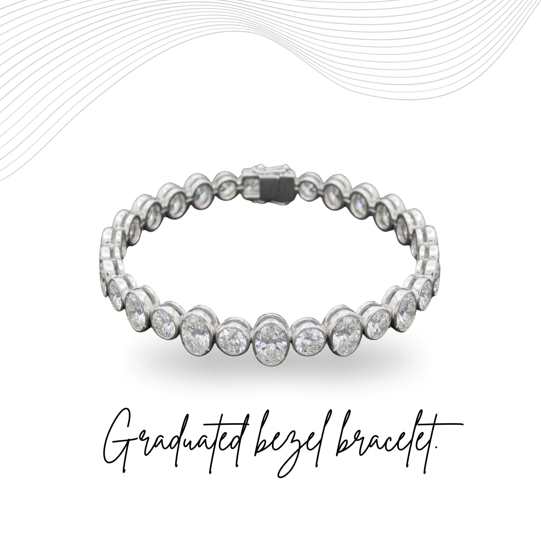 Oval & Round Diamond Tennis Bracelet in PT950 Platinum | 7 Inch | IGI Certified