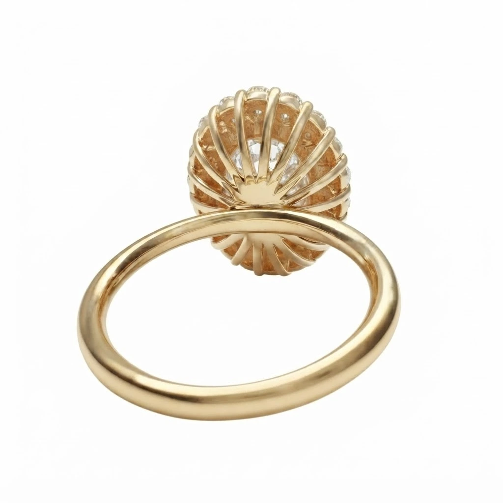 Oval & Round Lab Grown Diamond Ring in Yellow Gold | IGI Certified view 5