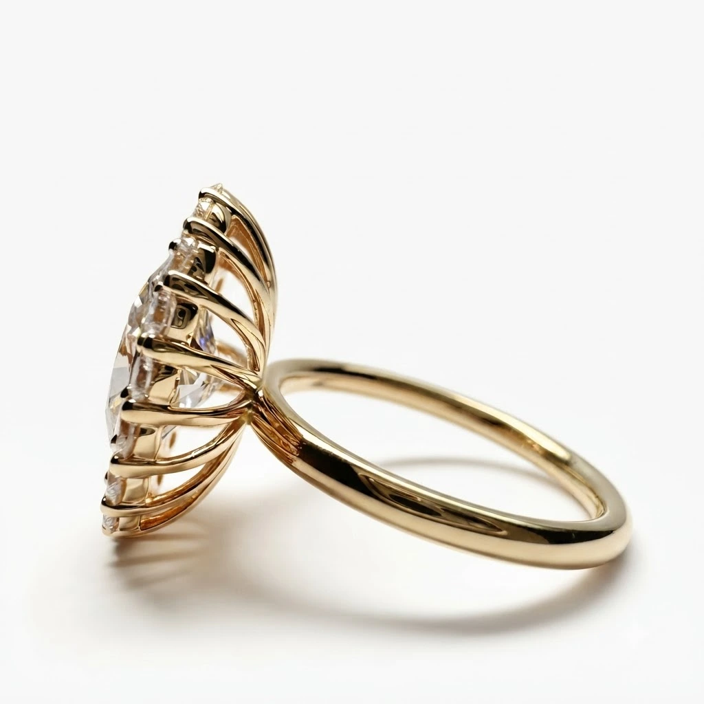 Oval & Round Lab Grown Diamond Ring in Yellow Gold | IGI Certified view 6