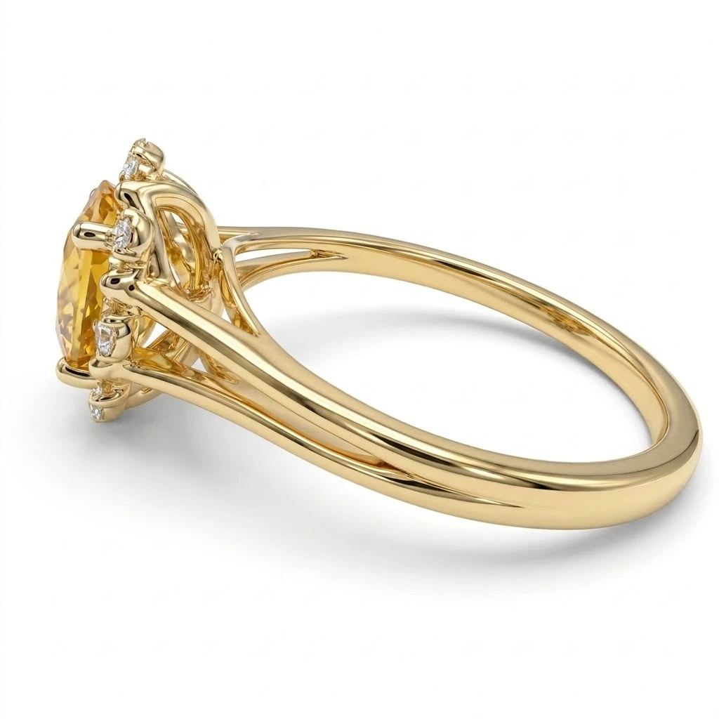 Oval & Round Lab Grown Diamond Split Shank Ring | Yellow Gold | IGI Certified view 5