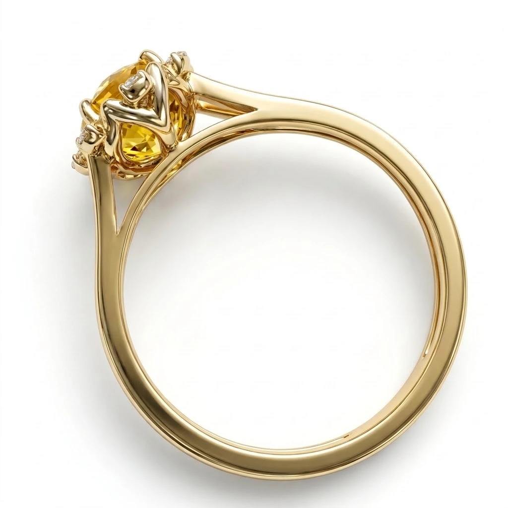 Oval & Round Lab Grown Diamond Split Shank Ring | Yellow Gold | IGI Certified view 7