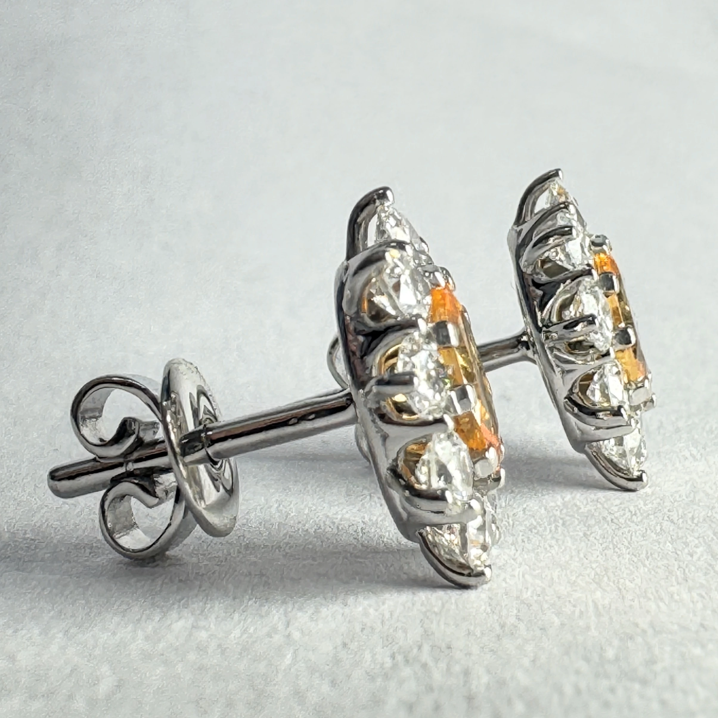 Oval & Round Lab Grown Diamond Stud Earrings | White Gold | IGI Certified view 4