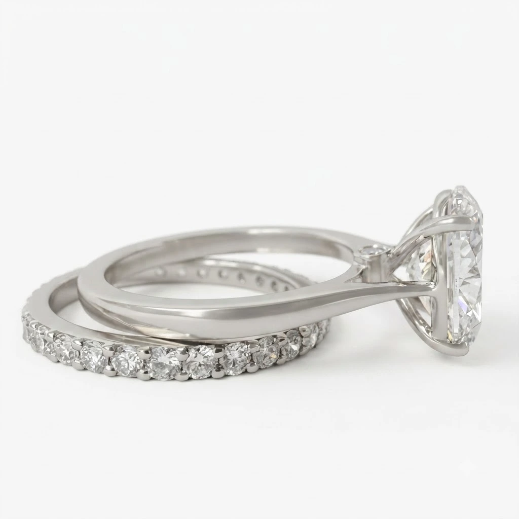 Oval and Round Lab Grown Diamond Ring for Women view 6