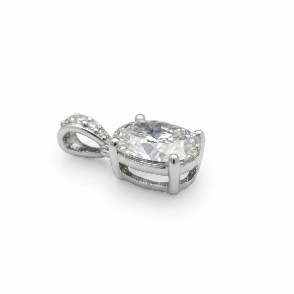 Oval Brilliant Diamond Solitaire Pendant | PT950 Platinum | IGI Certified view 3