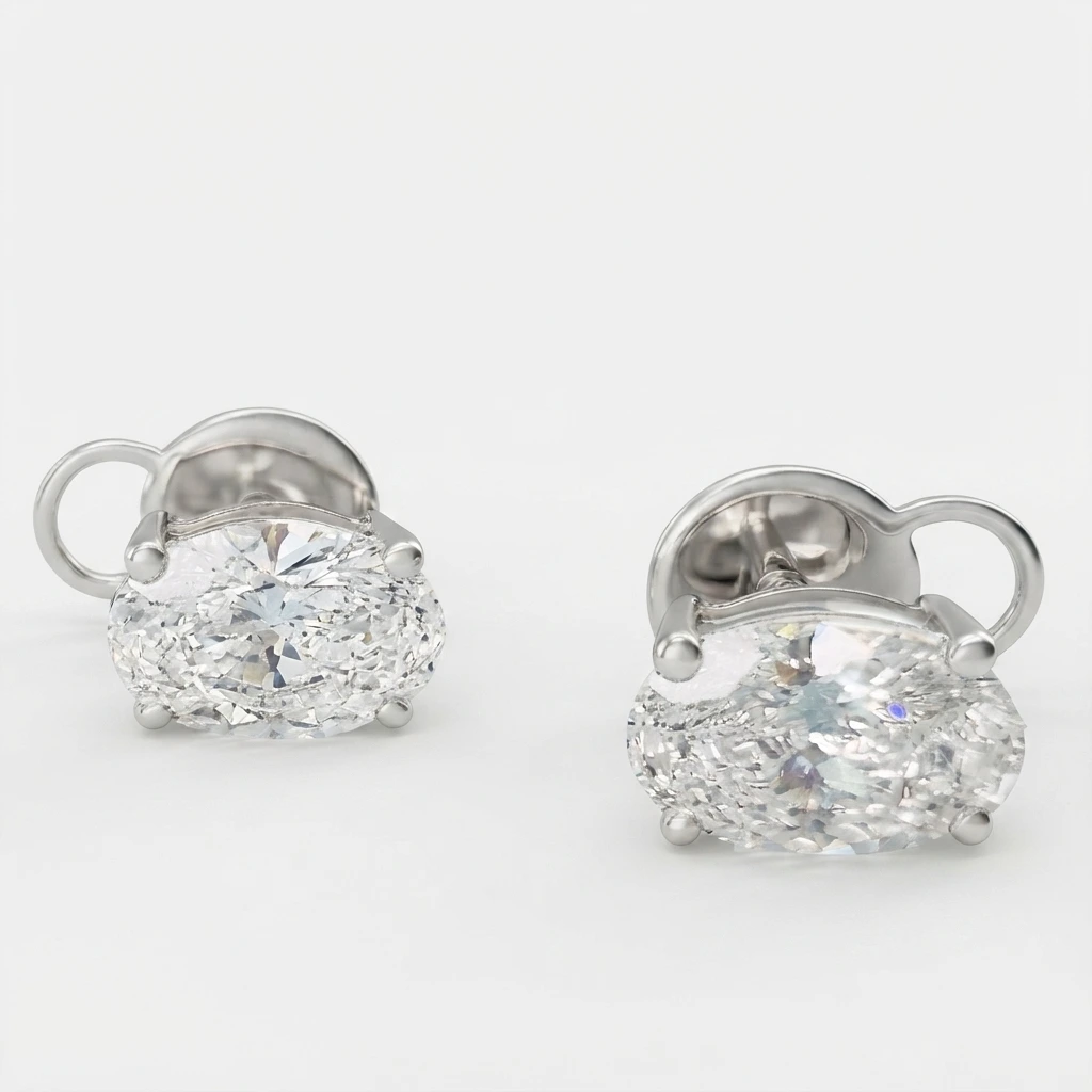 Oval Cut Diamond Earrings | Lab Grown & IGI Certified view 3