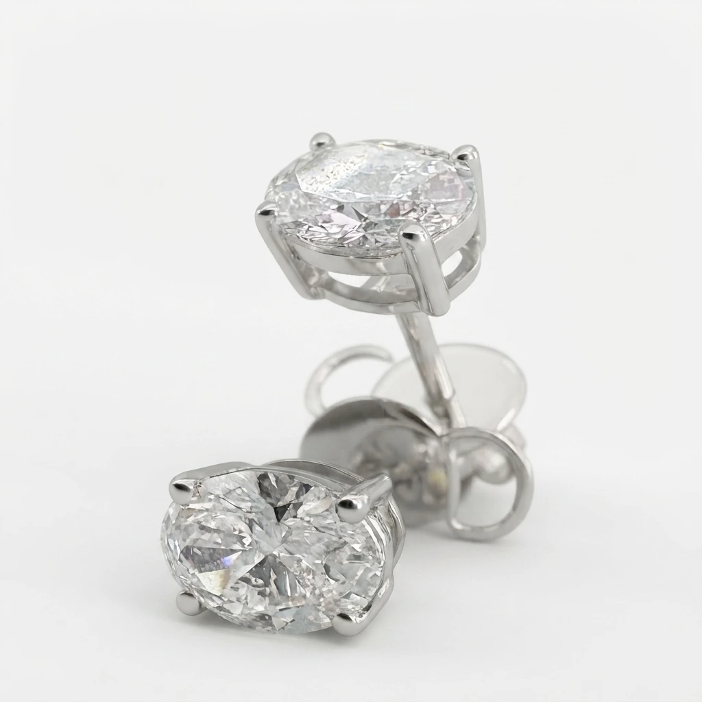 Oval Cut Diamond Earrings | Lab Grown & IGI Certified view 4