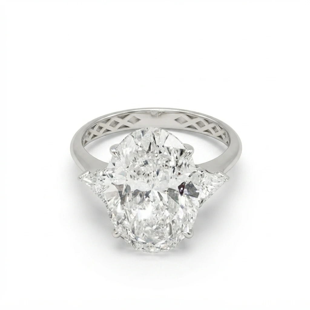 Oval-Cut Lab-Grown Diamond Ring with Openwork Band | IGI Certified view 4