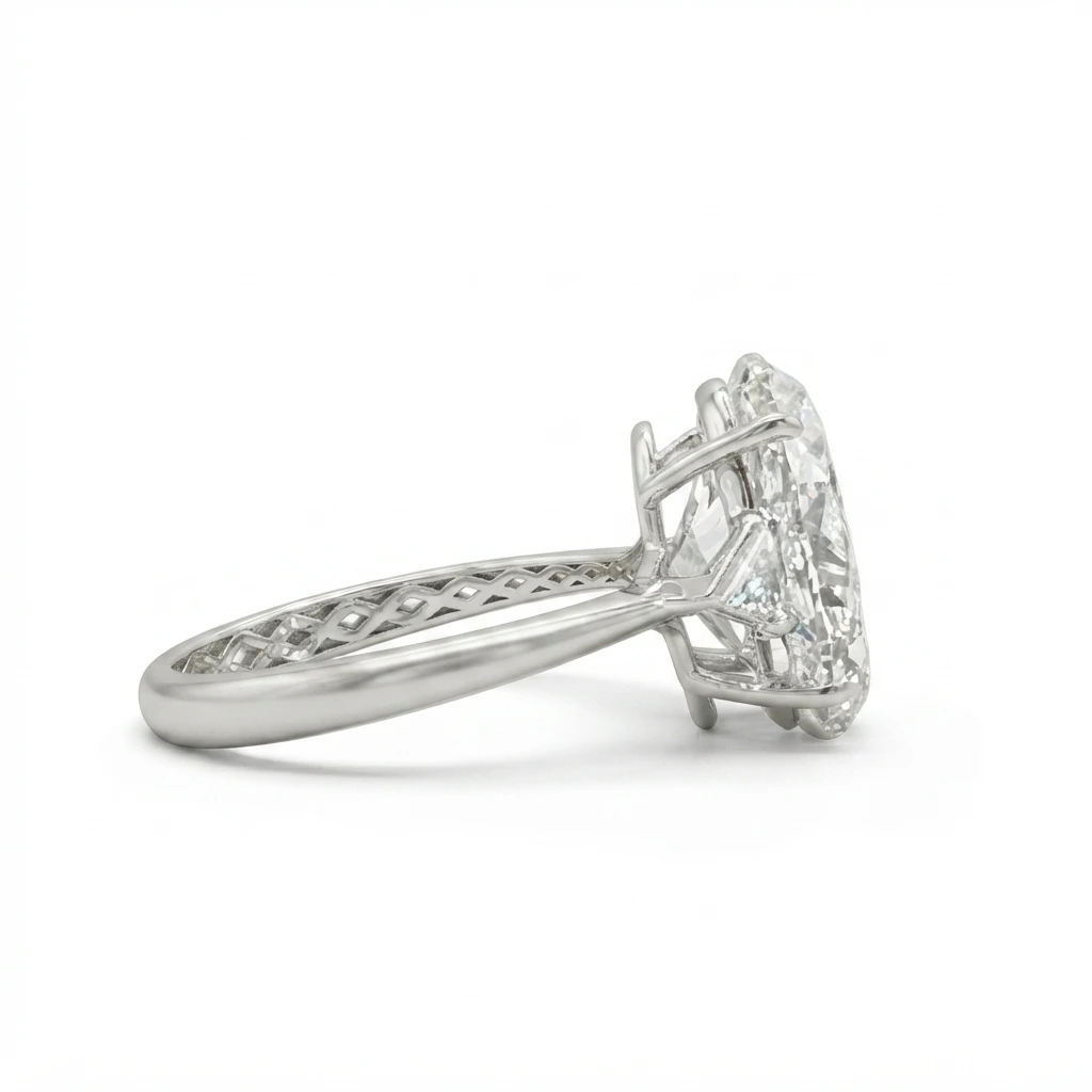Oval-Cut Lab-Grown Diamond Ring with Openwork Band | IGI Certified view 5