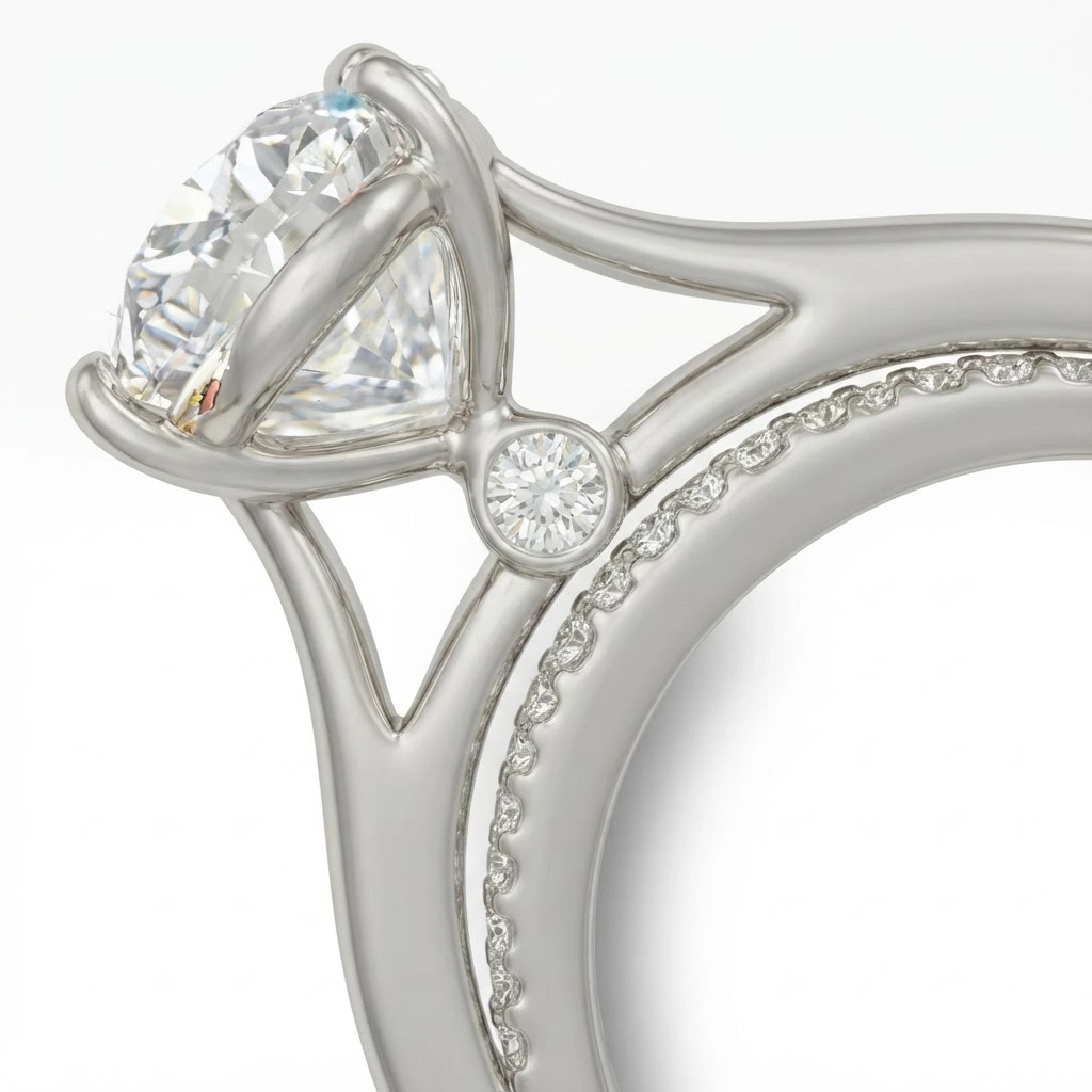 Oval Diamond Wedding Ring in PT950 Platinum view 8