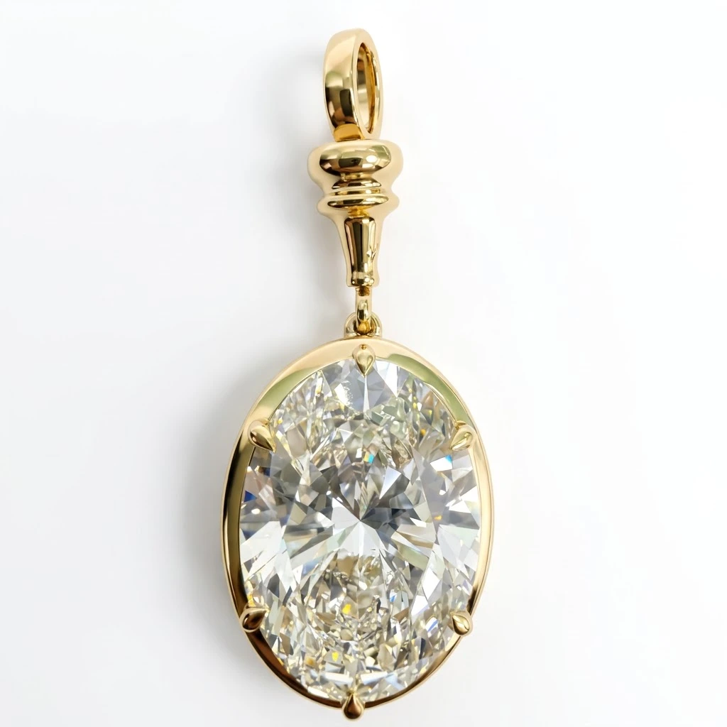 Oval Lab Grown Diamond Solitaire Pendant | IGI Certified view 3
