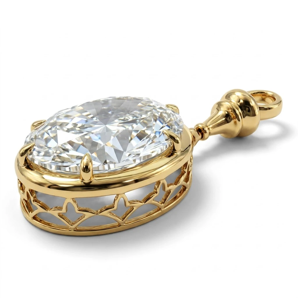 Oval Lab Grown Diamond Solitaire Pendant | IGI Certified view 4