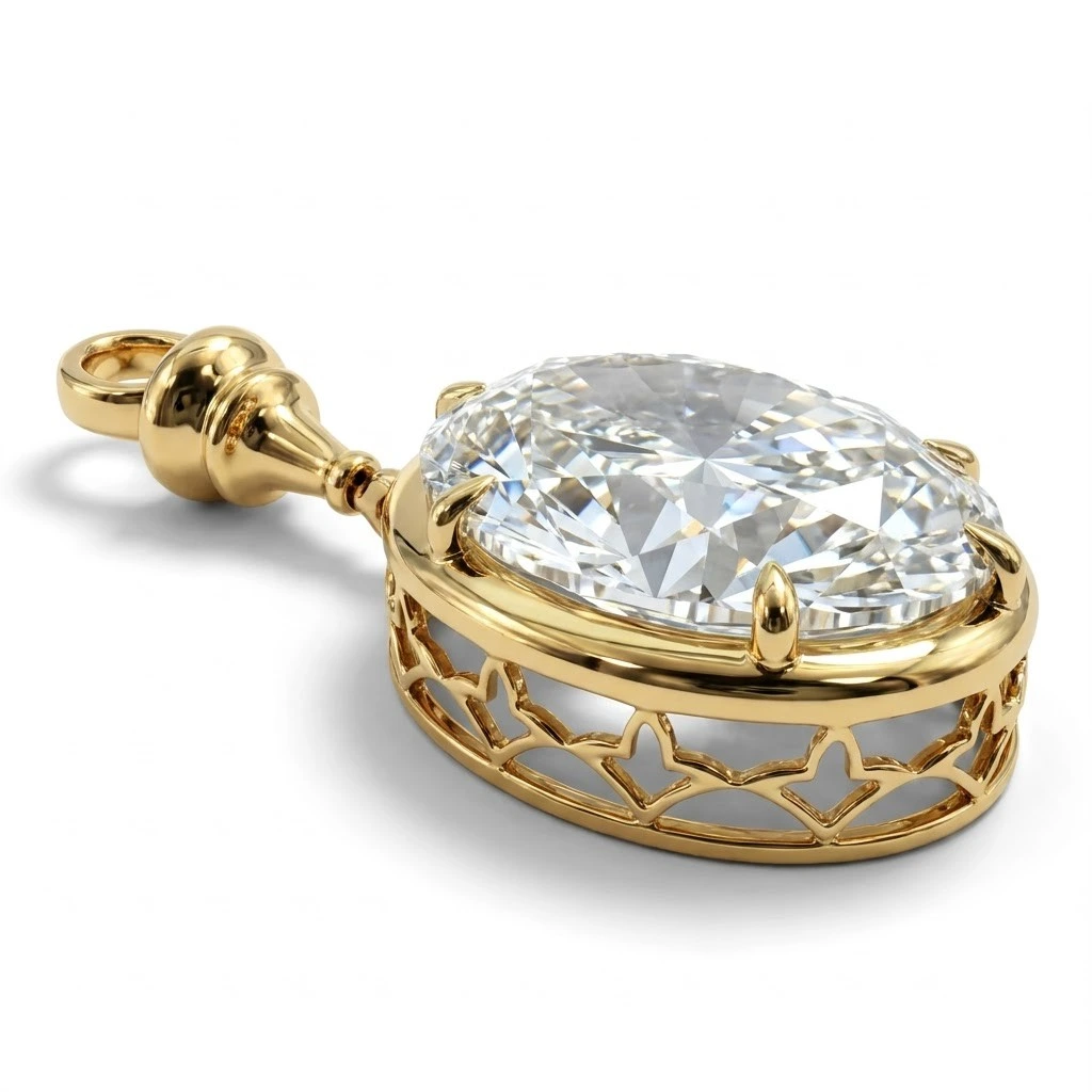 Oval Lab Grown Diamond Solitaire Pendant | IGI Certified view 5