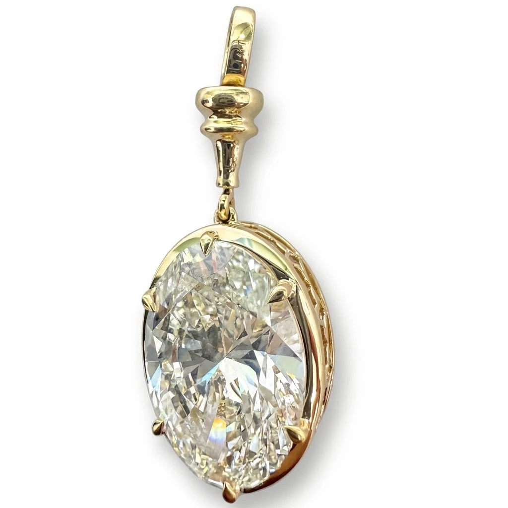 Oval Lab Grown Diamond Solitaire Pendant | IGI Certified view 6
