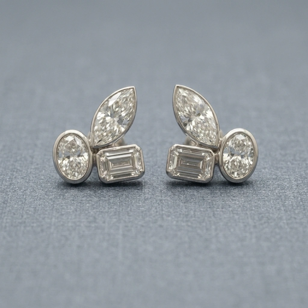 Oval Marquise Emerald Diamond Drop Earrings | IGI Certified | PT950 Platinum view 4